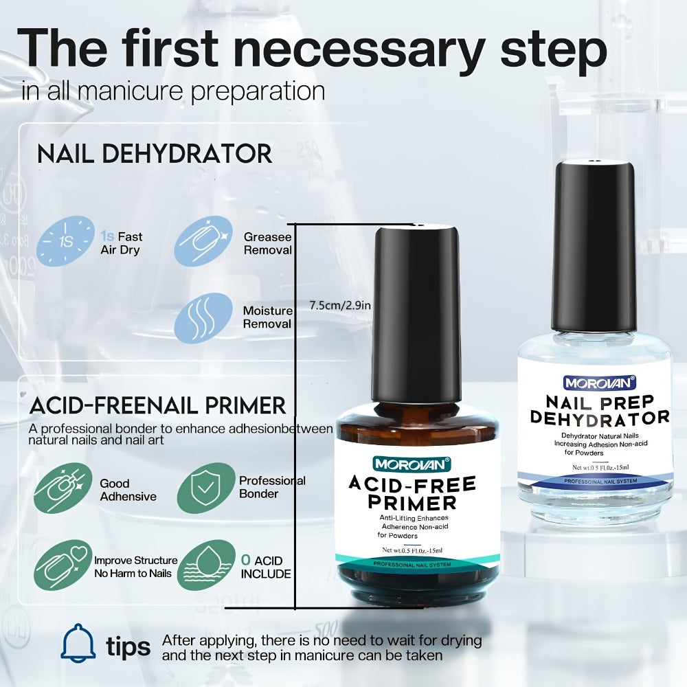 Acid Free Nail Dehydrator and Primer Set with File and Brush for Acrylic and Gel Manicure Prep — image 4