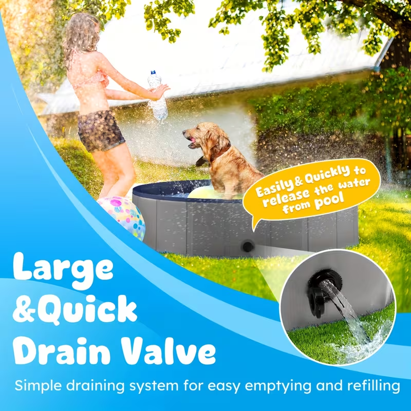 Large Dog Pool Foldable, 1mm Thick Durable Collapsible Plastic Pet Bathing Tub & Outdoor Swimming Pool for Large Dogs — image