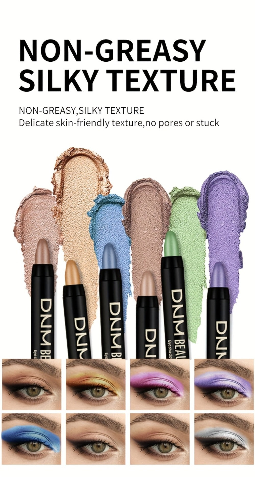 Gel Eyeshadow Stick Pencil Set 16 Colors Pearl Shimmer Matte Blendable Eye Makeup Crayons, for Makeup, Travel and Everyday Va