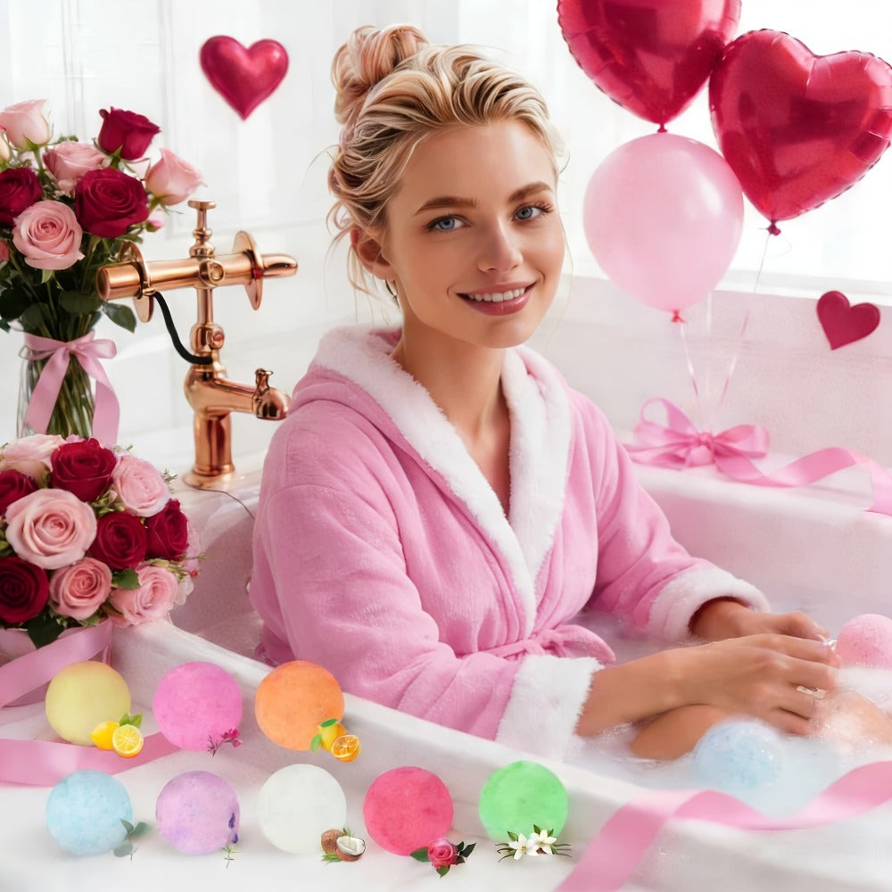 Bath Bombs, 24-Piece Assorted Color Gift Box with Eight Labeled Fragrances and Round Mini Fizzers — image 4
