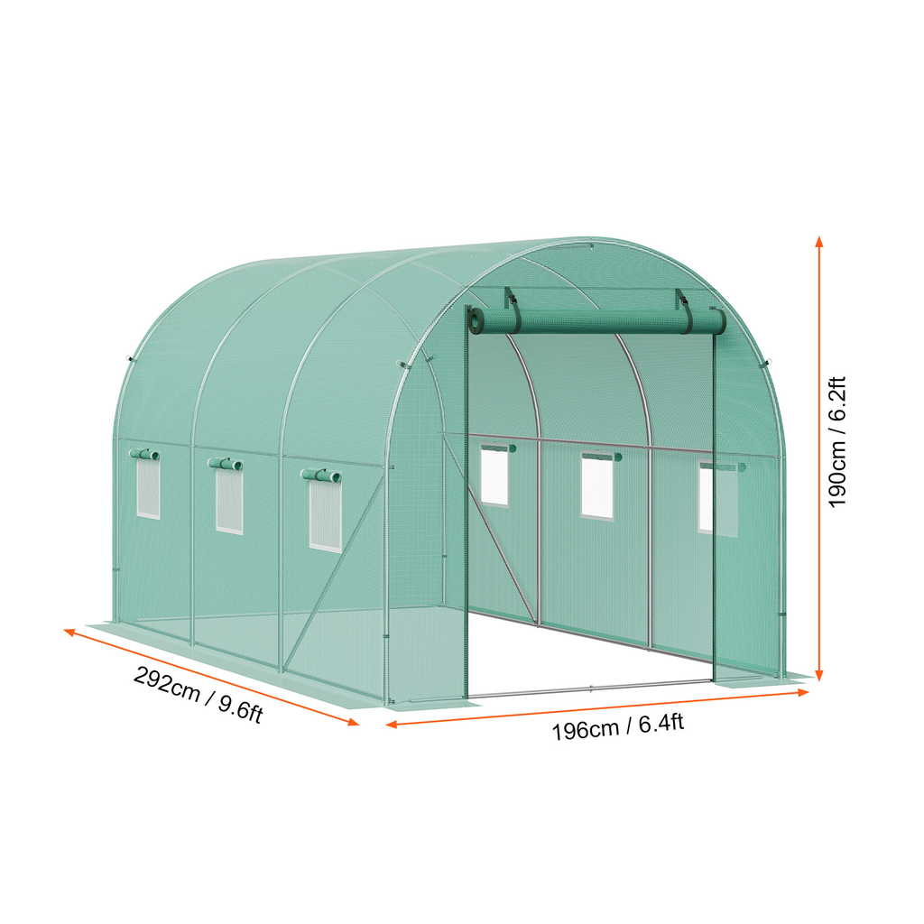 10- to 20-Foot Tunnel Greenhouse with Green Cover, Roll-Up Door and Size-Specific Vent Windows — image 9
