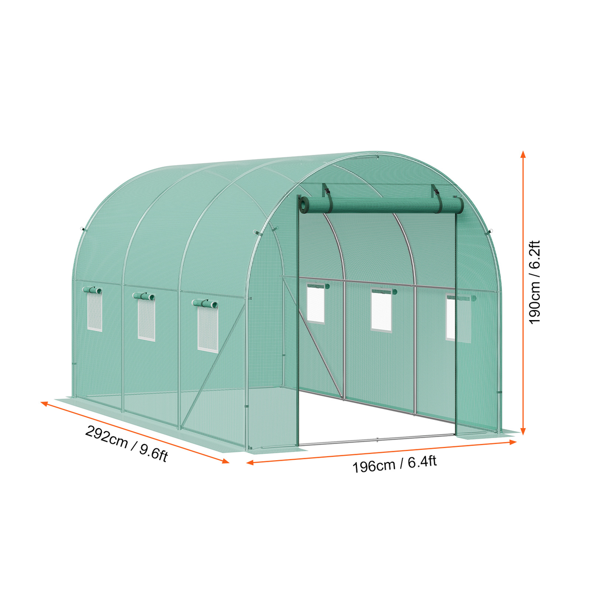 10- to 20-Foot Tunnel Greenhouse with Green Cover, Roll-Up Door and Size-Specific Vent Windows — image 9