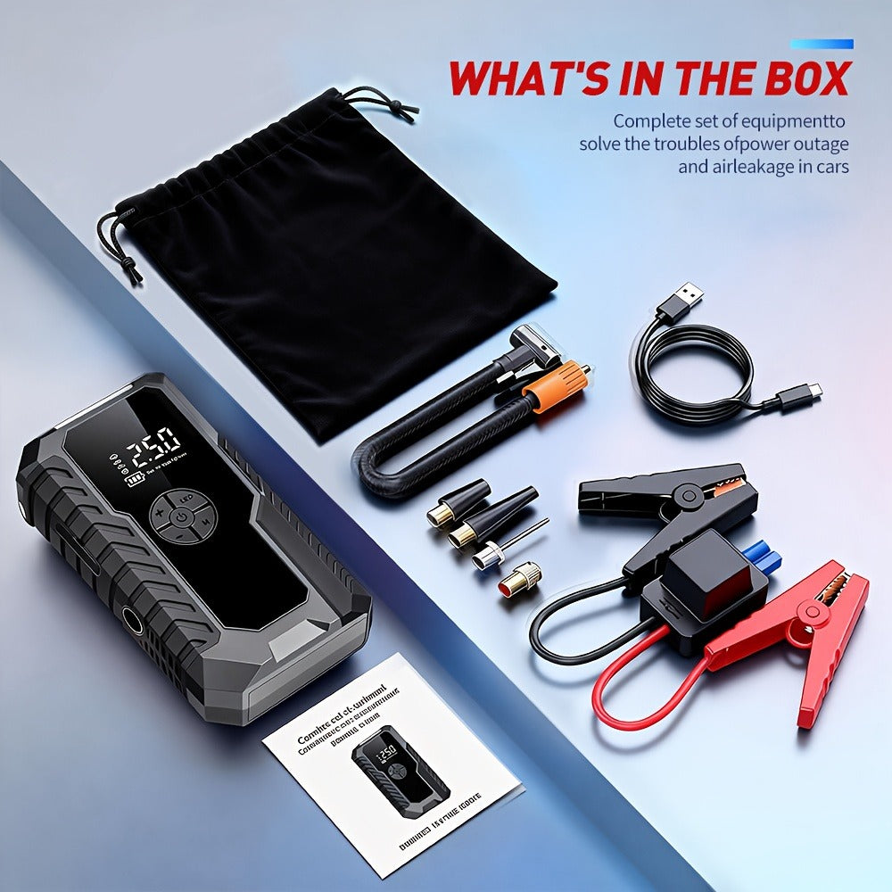 160PSI Air Pump Jump Starter 12V – Portable Car Emergency Starter, LED Light & Battery Charger, Winter Essential, 2 Styles — 