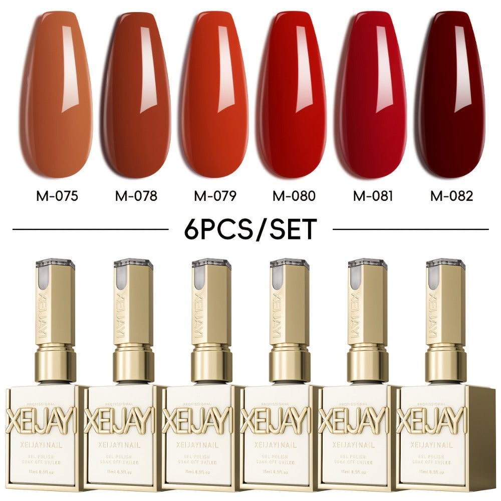 Gel Nail Polish 6-Piece 15ml Rainbow-Candy Frame-Bottle Sets in 7 Numbered Color Palettes for Nail Art — image 7
