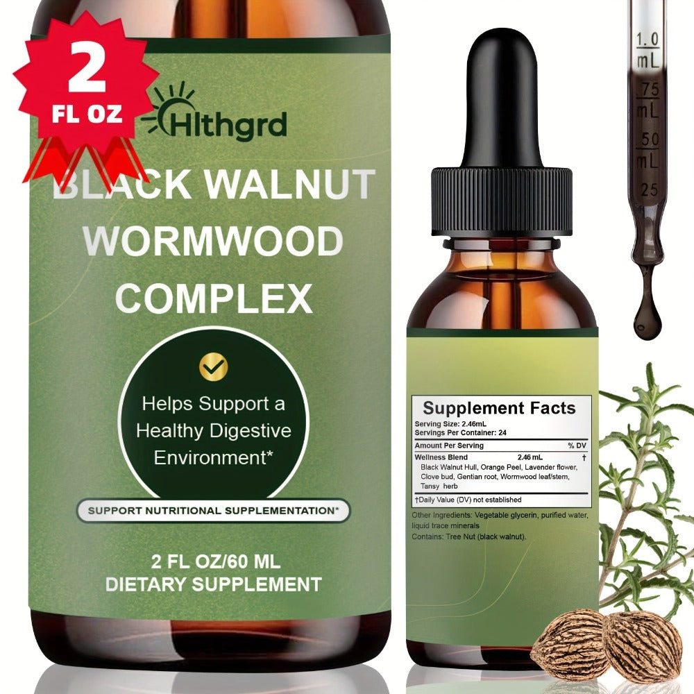 Wormwood Black Walnut Clove Liquid Drops, Herbal Gut Cleanse & Digestive Support Complex with Gentian Root & Tansy — image 11