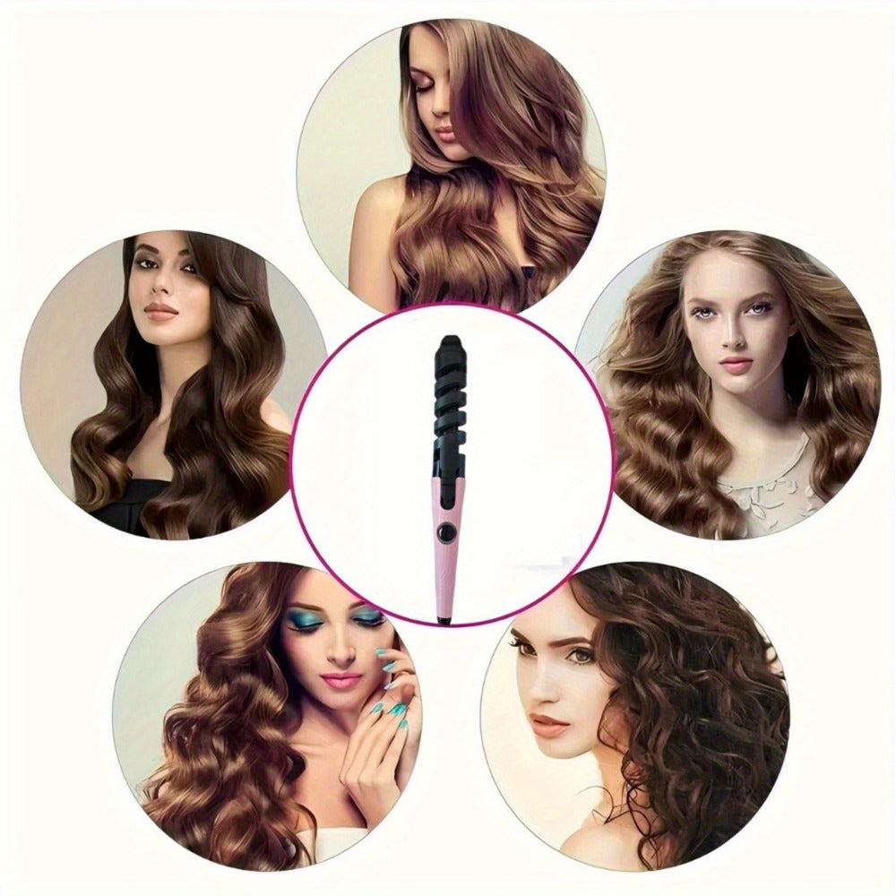 Spiral Barrel Curling Iron with One-Button Operation, Swivel Power Cord and Blue or Pink Finish — image 10