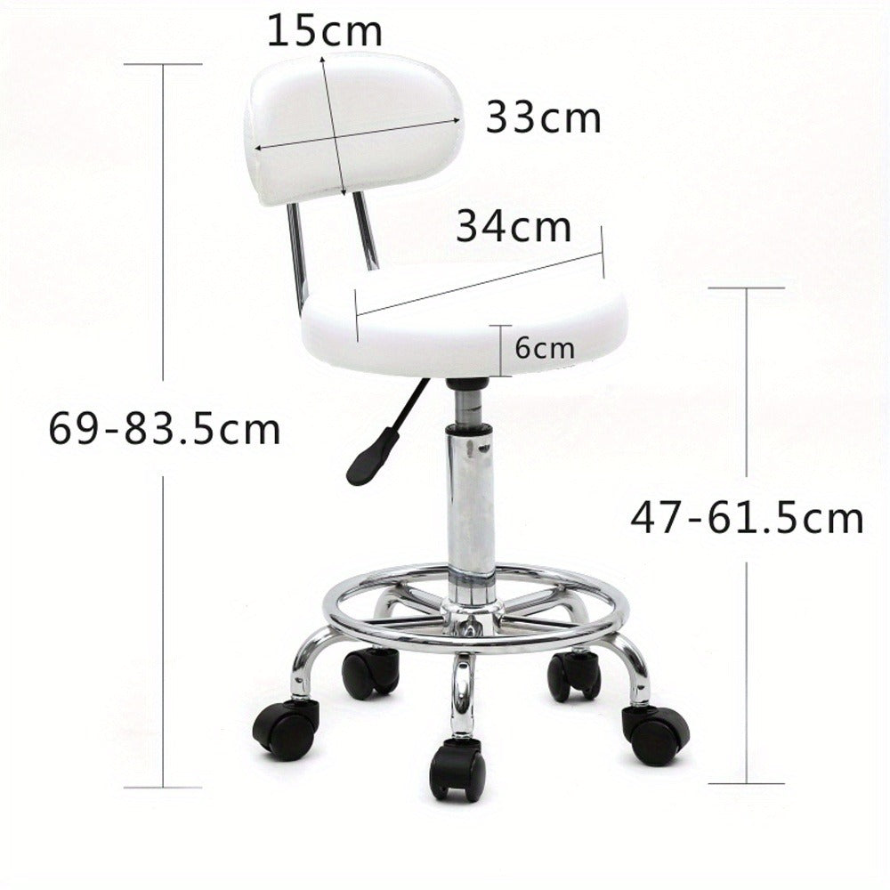 Saddle & Round Salon Stool with Backrest 360-Degree Swivel, Adjustable Height Professional Chair for Salon — image 5