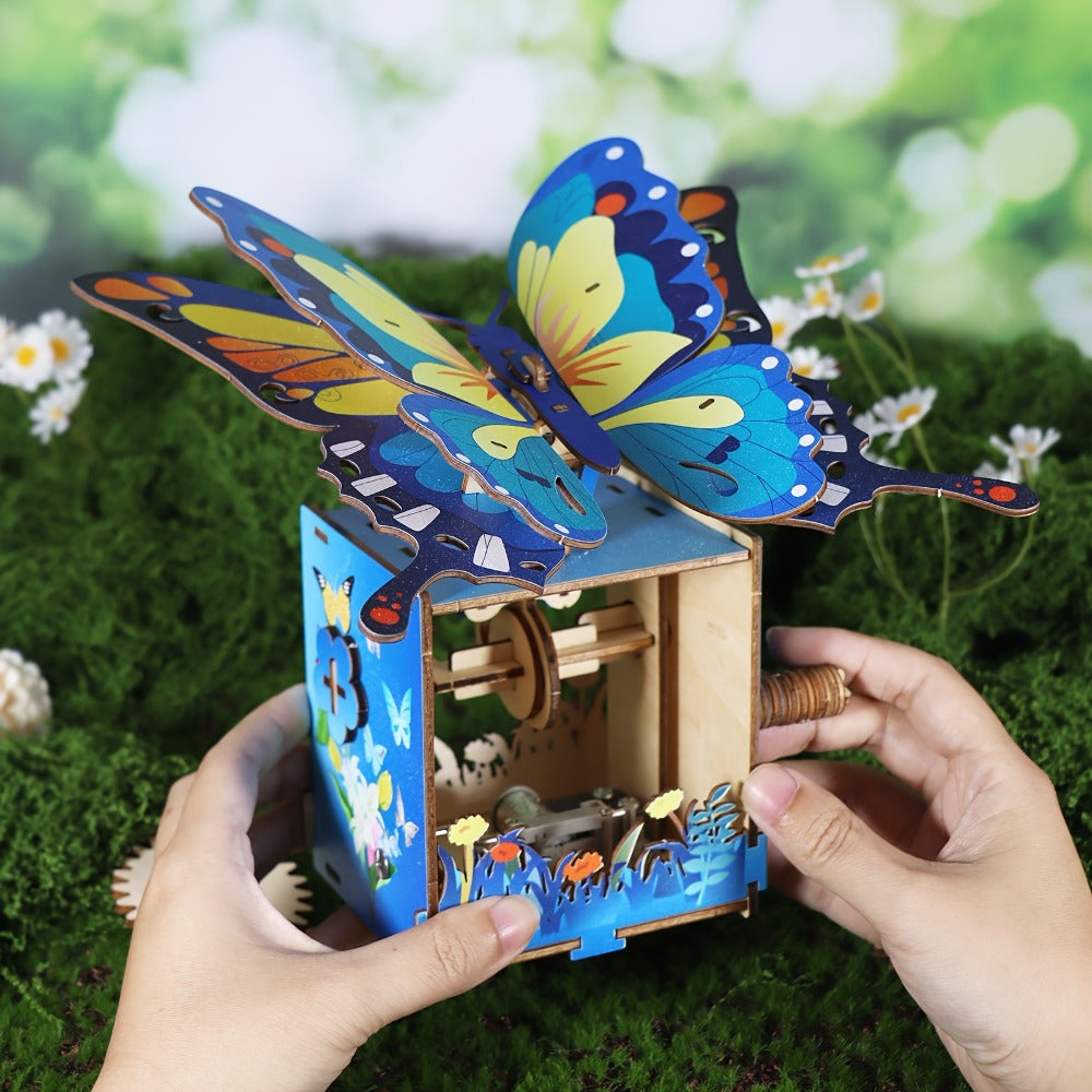 Wooden Butterfly Music Box Model Kit with Colour Butterfly or Natural Butterfly Music Box Checkout Options — image 13