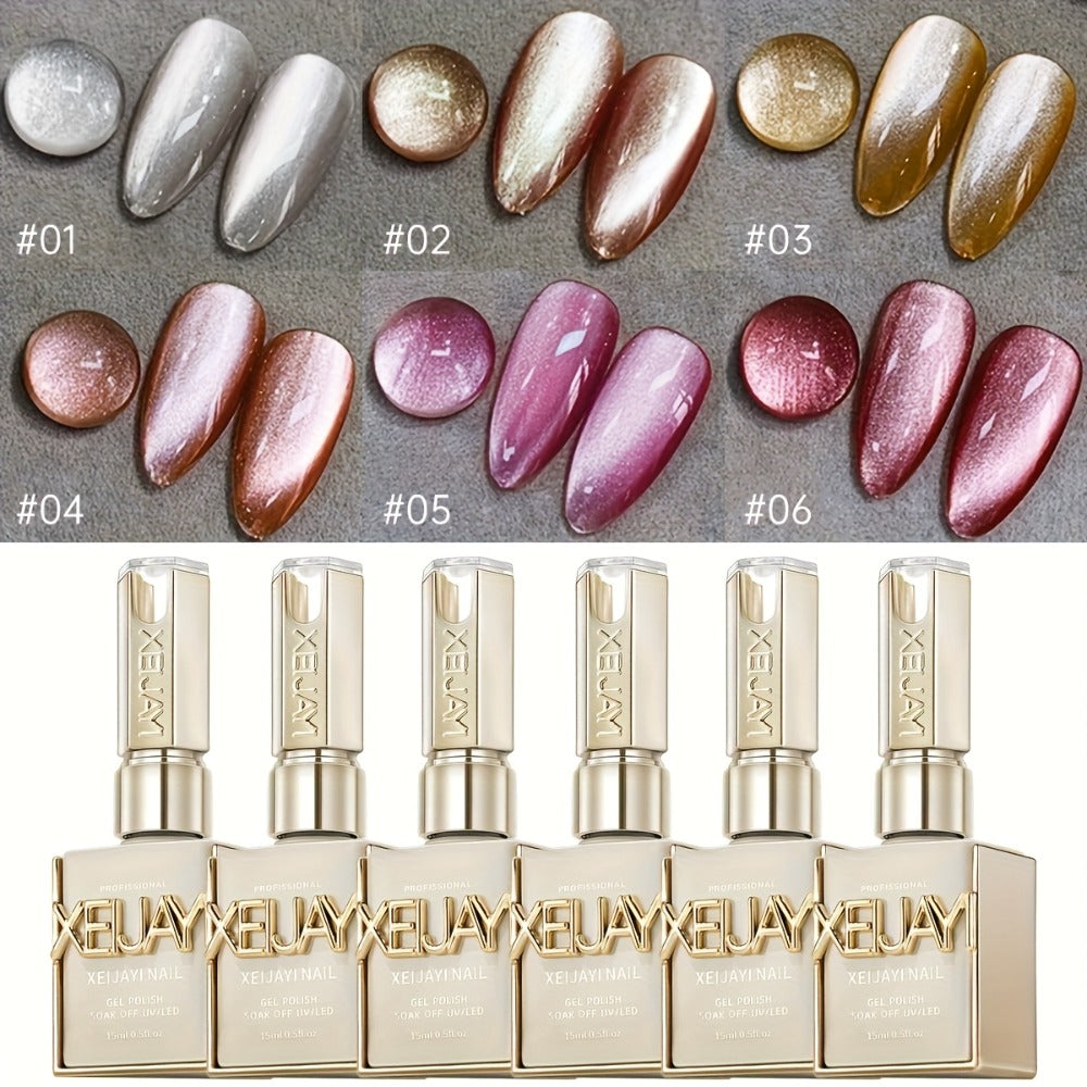 Gel Nail Polish 6-Color Rock-Candy Magnetic Cat-Eye Set with Holographic Reflective Finish — image 8