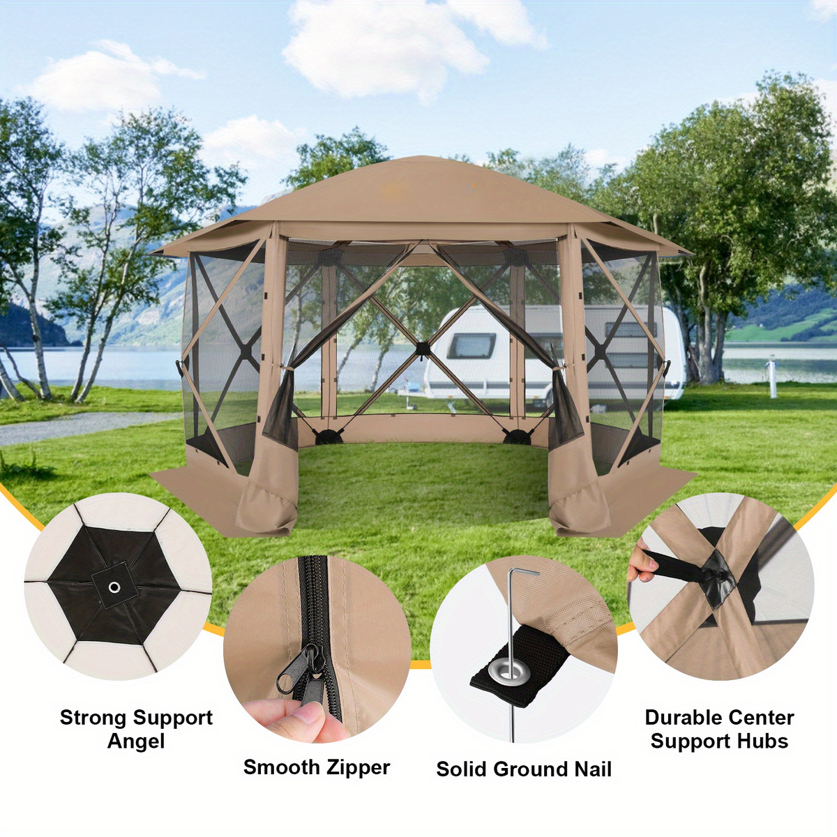 Pop-Up Canopy Tent 15ft Mosquito Net Screen House UV50+ for Garden, Yard and Pest Management — image 14
