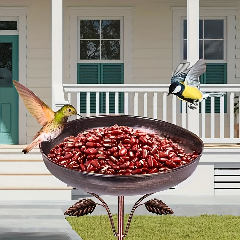 Garden Bird Station Options with 87.99-Inch Four-Hook Pole, Round Feeder or Leaf-Accent Bath — image 6