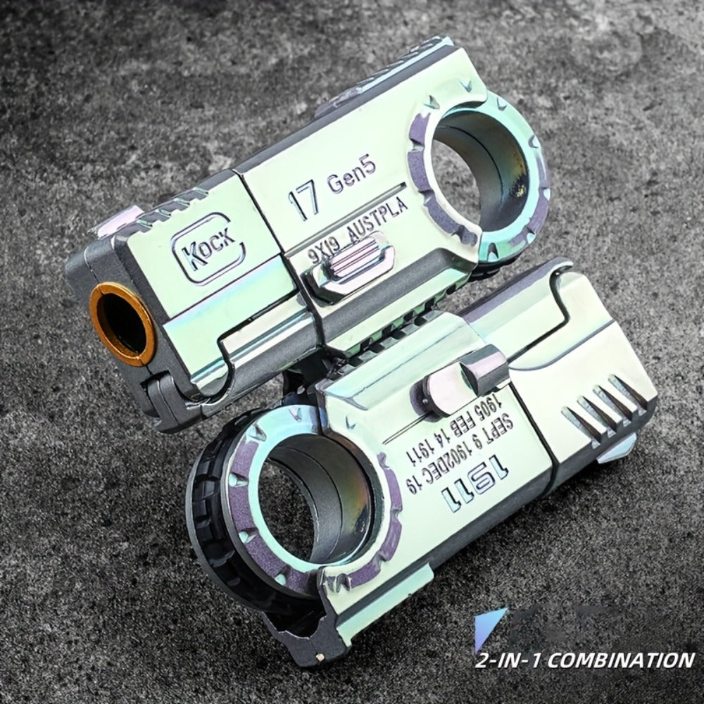 Alloy Finger Pistol Fidget Toy, One-Touch Cartridge Ejecting Stress Desk Toy, Cool EDC Novelty Gift for Adults Men Teens — im