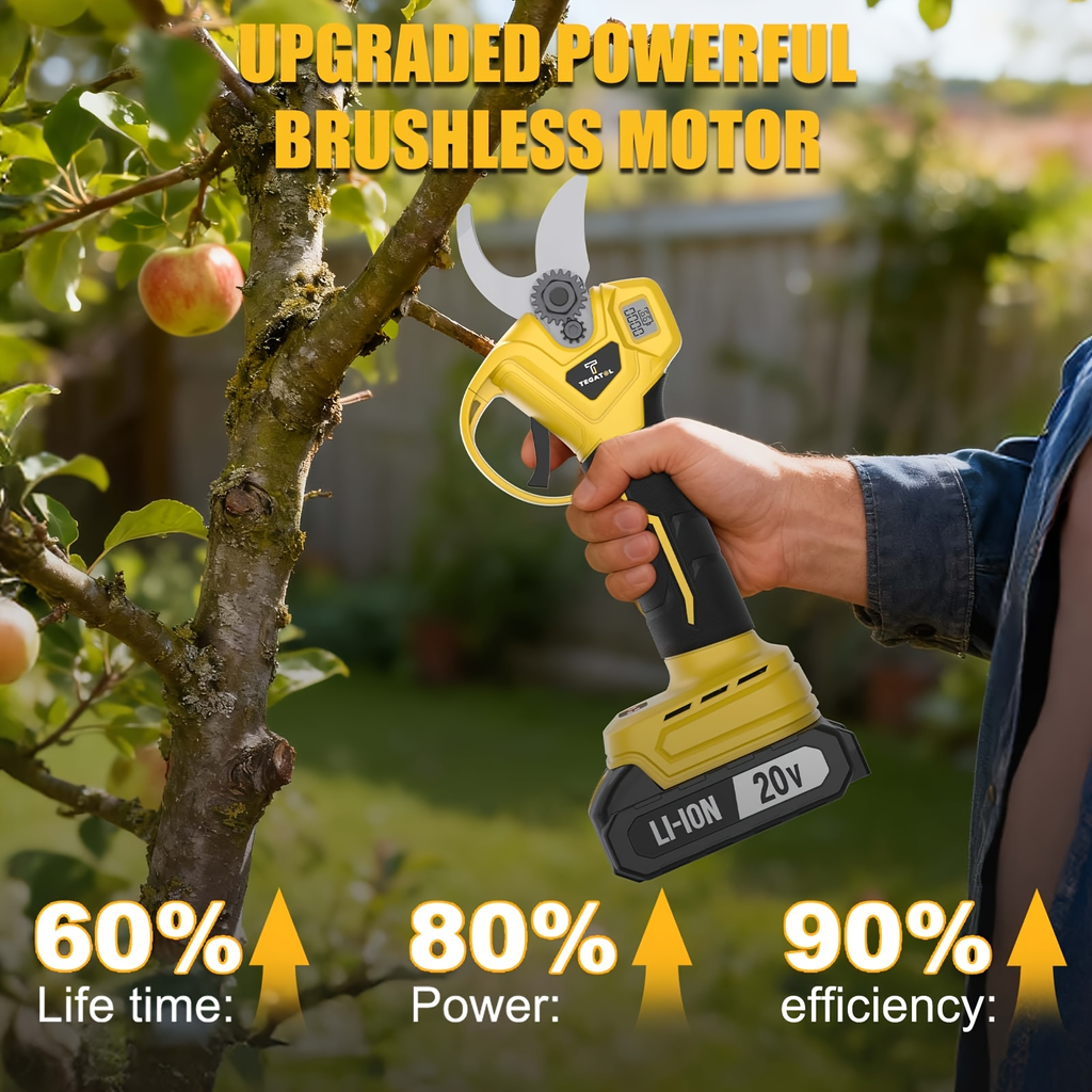 20V-Labeled Cordless Pruning Shears with Display, Yellow or Green Body and One- or Two-Battery Kits — image 7