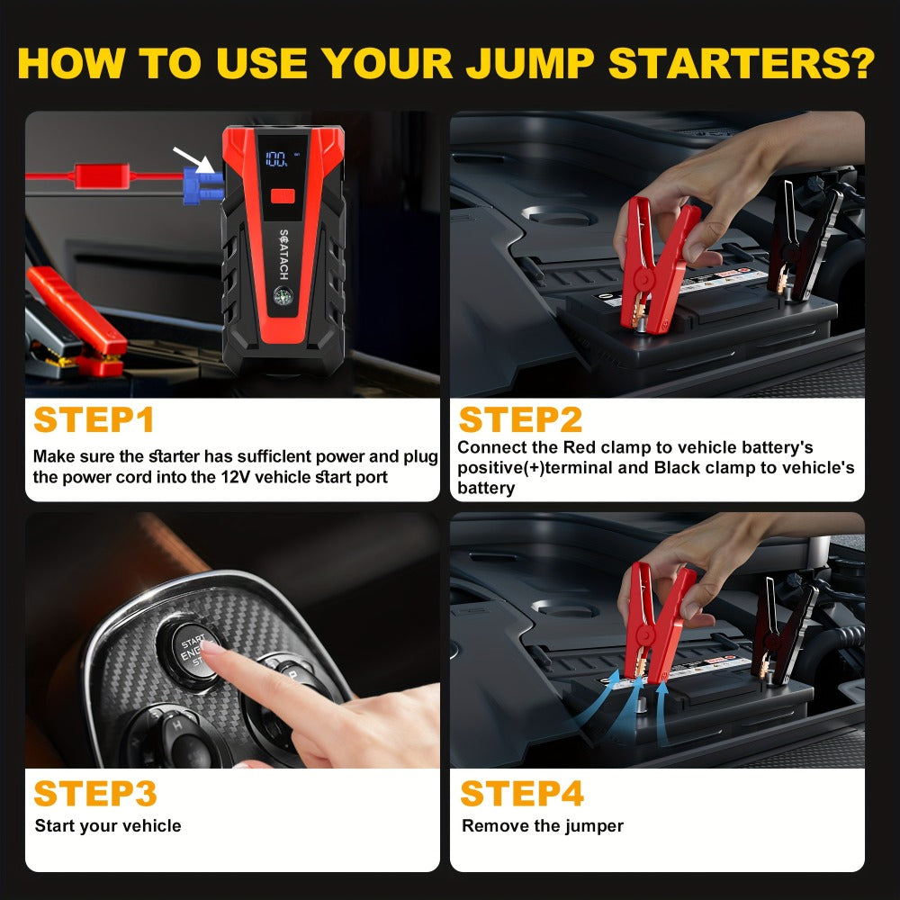 12V Jump Starter with Scatach-011 Base Model or Q27B Start-and-Inflation Package, Digital Display and Clamps — image 9