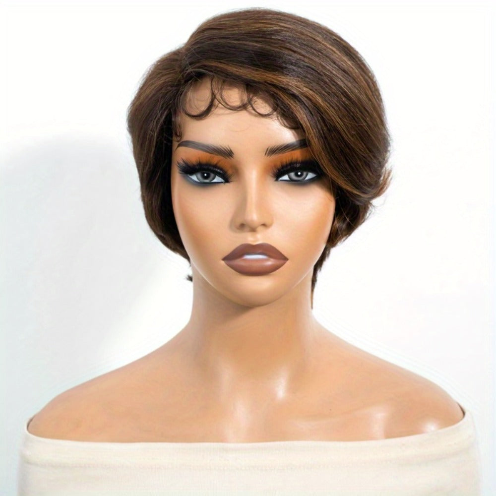 Lace Front Wig Human Hair Body Wave Bob with 4x1 Lace, 6in Length and Three Brown Highlight Colors — image 7