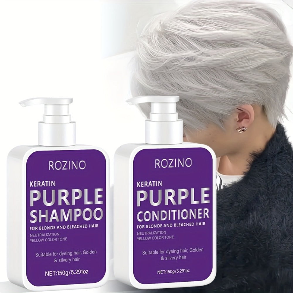 Purple Shampoo and Conditioner Set 2PCS for Blonde Silver Platinum Hair - Toning Brass & Yellow Neutralizer — image 2