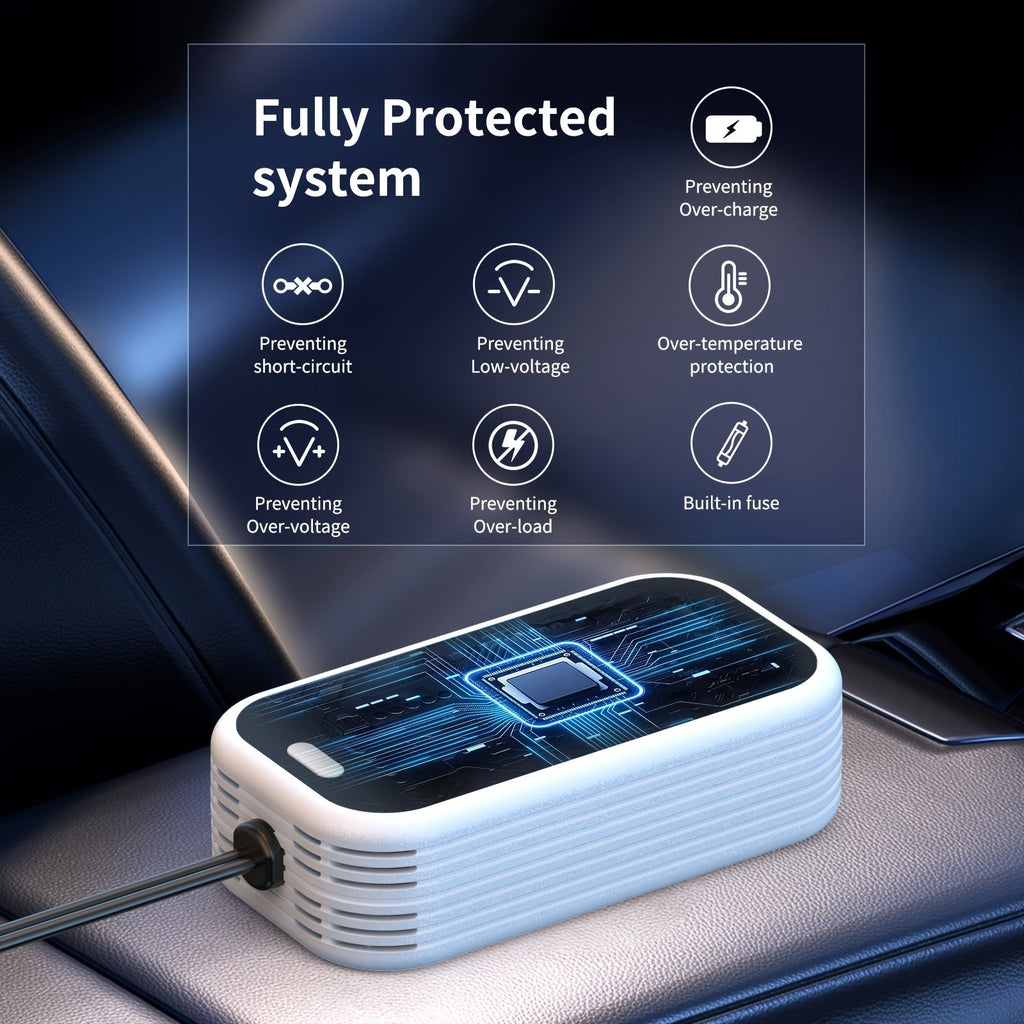 White-and-Black 200W Car Power Inverter with Two AC Outlets, 30W PD USB-C and 24W QC3.0 Ports — image 2
