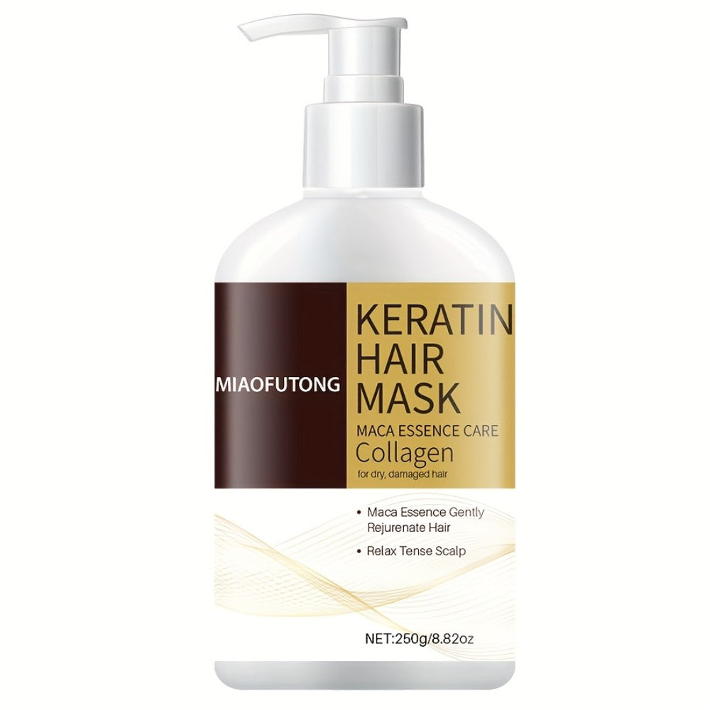 250g Keratin and Collagen Hair Mask in Pump Bottle with Argan, Castor and Rosemary Oils Named on Label — image 3
