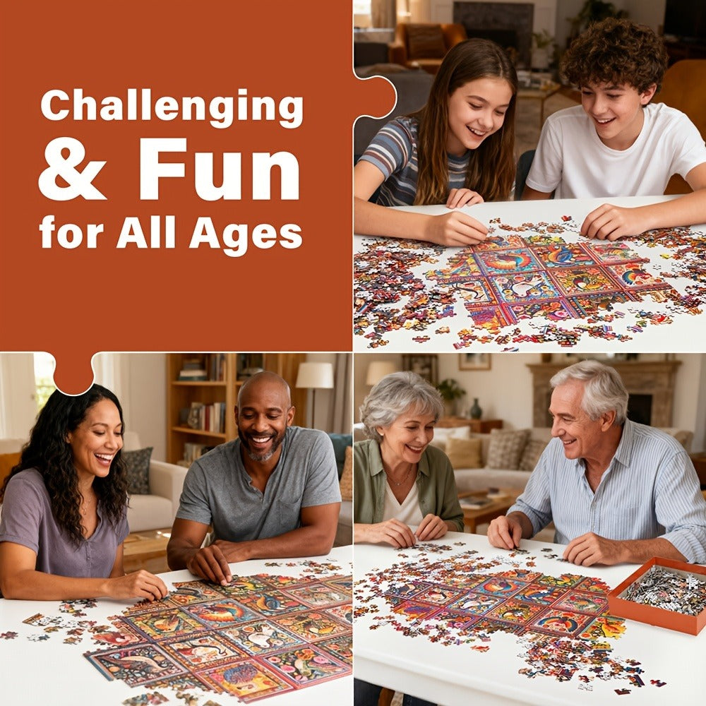 1000 Piece Bird Puzzle for Adults Bird Crochet Design – Challenging Animal Jigsaw with Letters on Back, Family Game Night Hom
