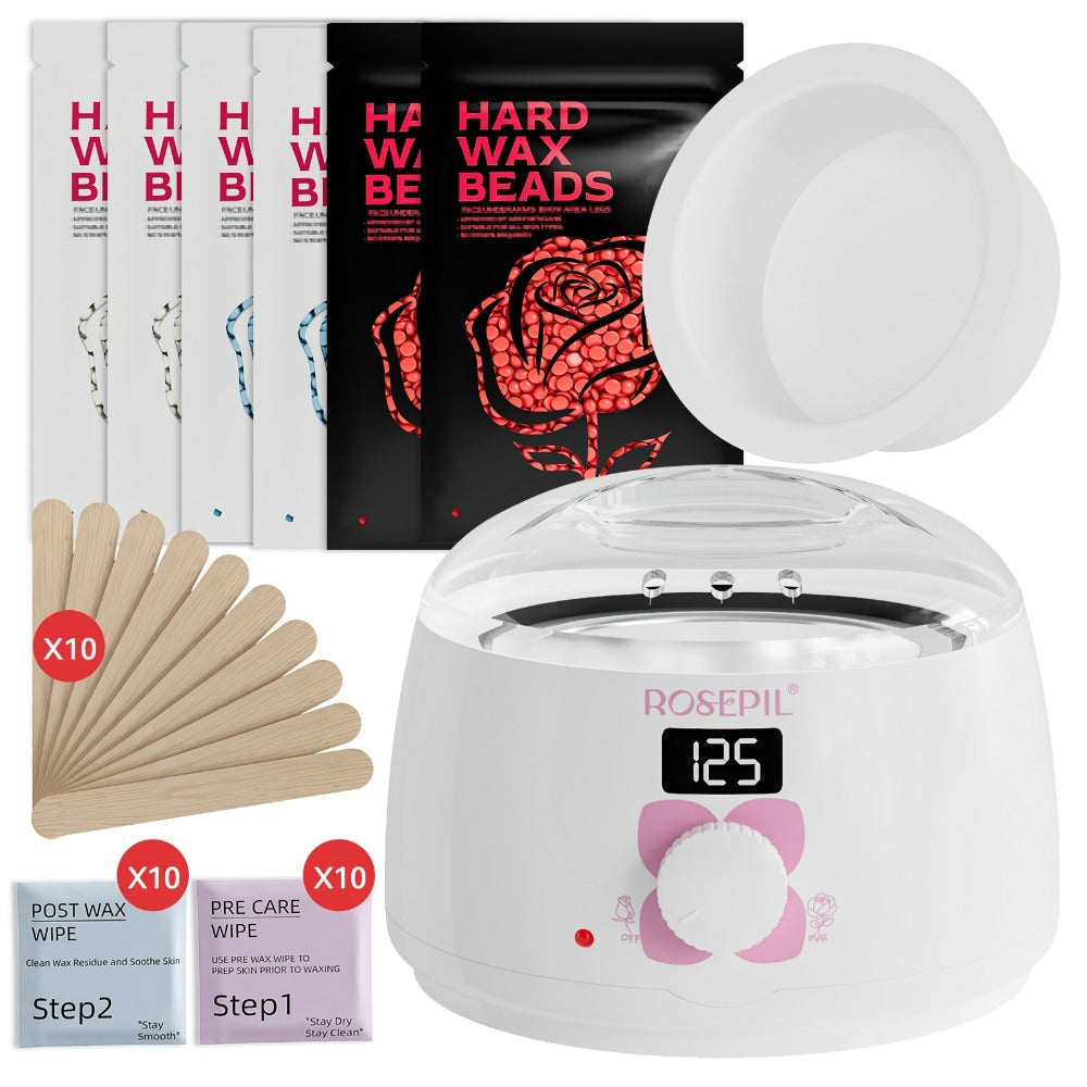 Wax Hair Removal Kit Digital Wax Pot with 6 Wax Bead Packets – Smart Temperature Control Salon-Grade Waxing Set for Body Biki
