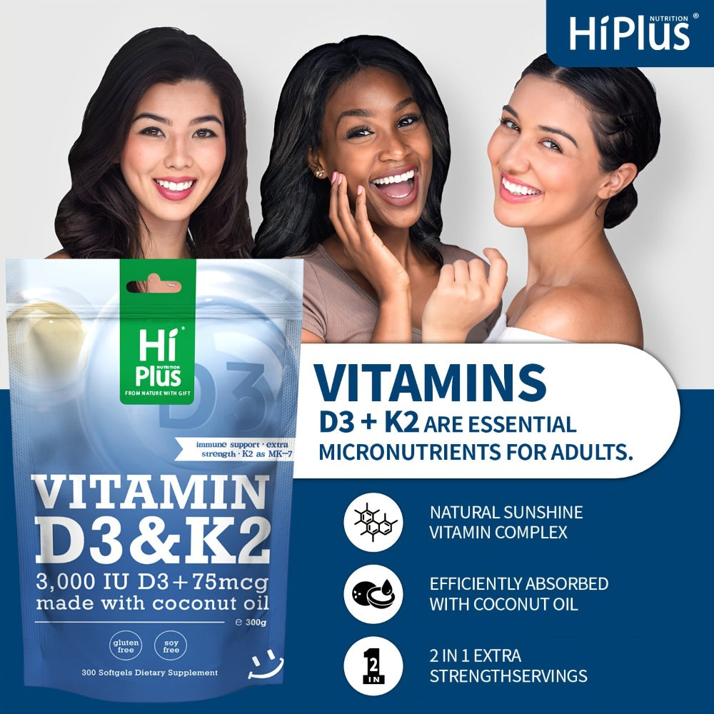 Vitamin D3 K2 MK-7 Supplement 300 Softgels for Bath Time, Home Spa and Personal Care, with the Listed Configuration — image 3