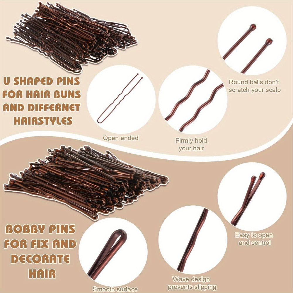 Hair Accessories 163-Piece Styling Set with Hair Ties, Nets, Bobby Pins and Snap Clips in Case — image 3