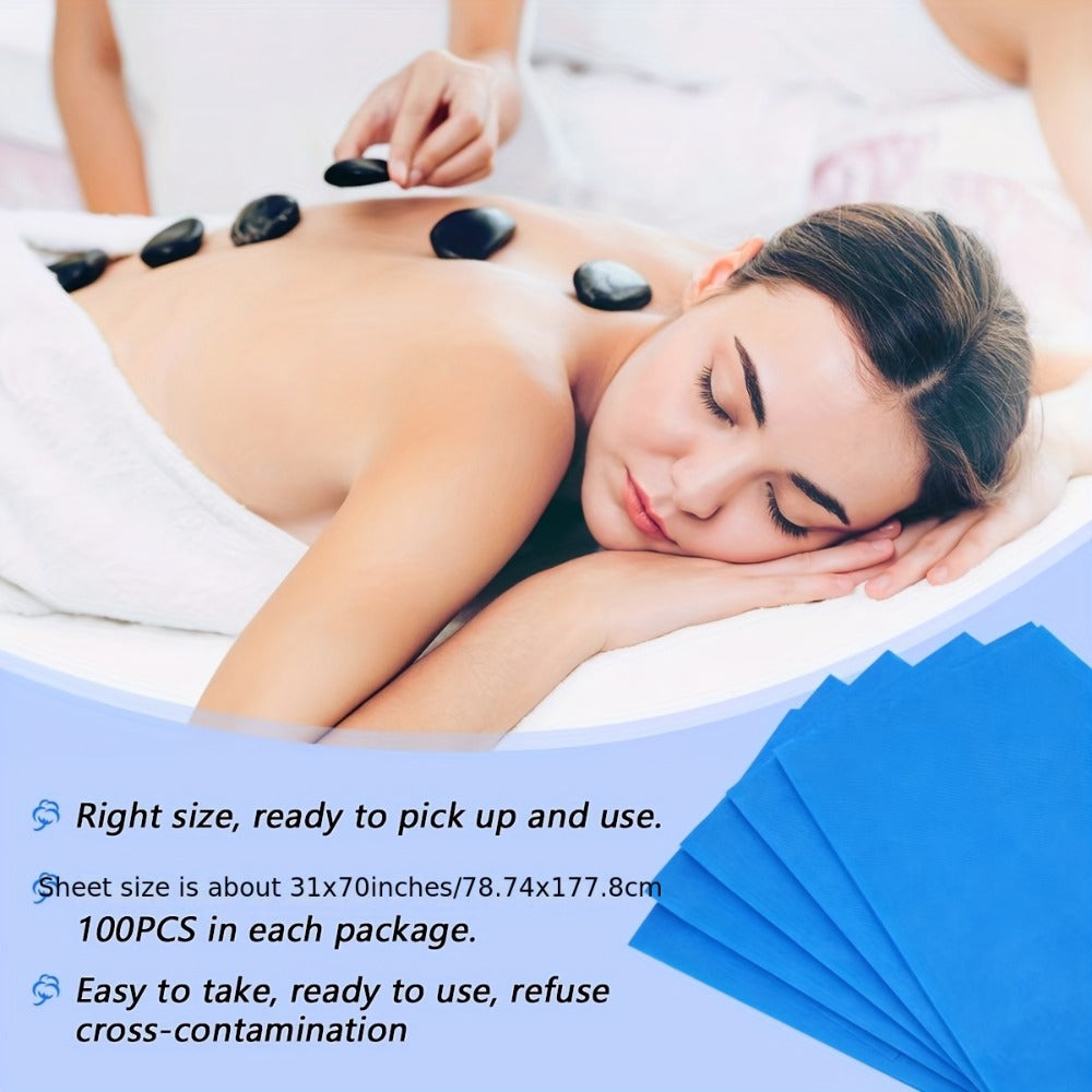 Disposable Massage Table Sheets 100-Pack Non-Woven Spa Bed Cover – Stain-Resistant Single-Use Table Liner for Massage Therapi