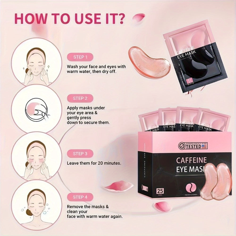 Eye Patches, Caffeine Under 25 Pairs Collagen Gold Eye Mask Reduces Dark Circles Puffiness Eye Bags Fine Lines Anti-Wrinkle H