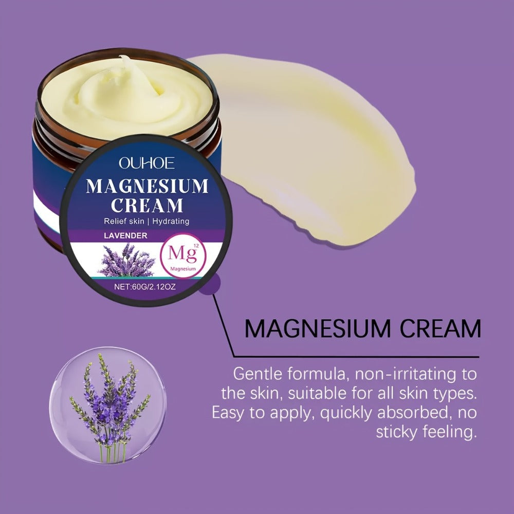 Body Cream OUHOE Magnesium Lavender 60g Jars in a Two-Piece Boxed Set for External Massage Use — image 2