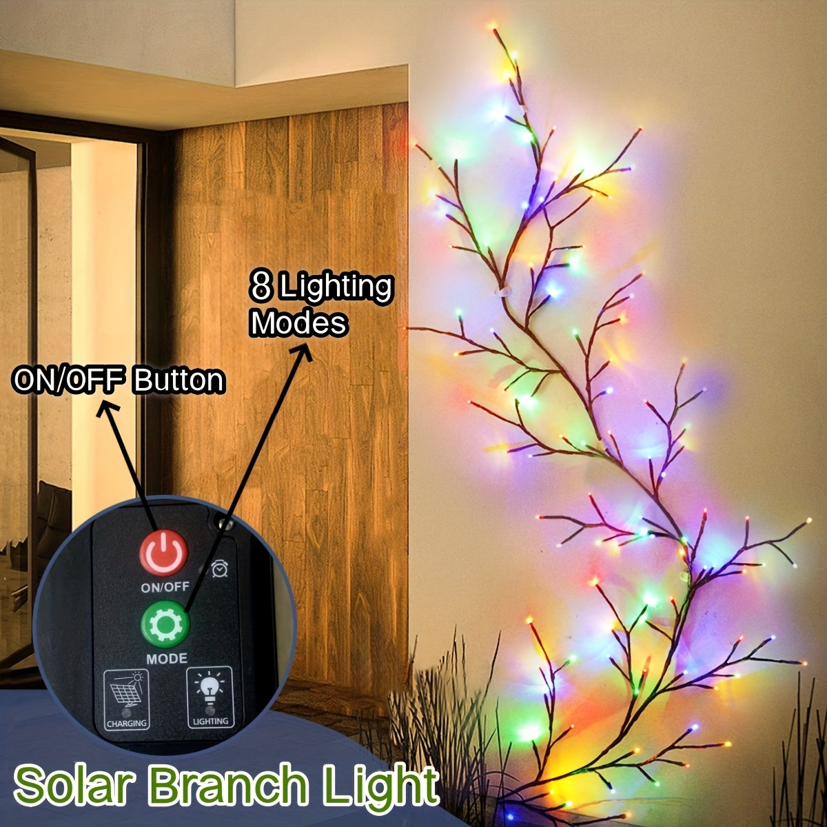 Solar Willow Vine Fairy Lights 96 LED 8 Modes 5.9ft, for Garden, Pathway and Patio Lighting — image 8
