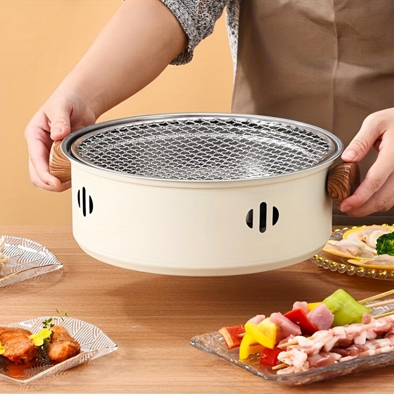 12.2-Inch Round Charcoal Grill Set with Stainless-Steel-Labeled Body, Charcoal Pan, Grids and Tongs — image 6
