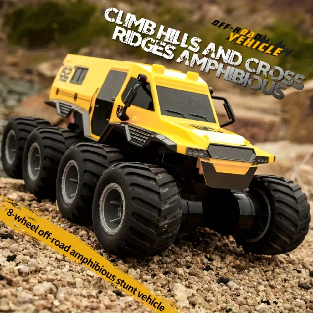 Amphibious RC Truck 8-Wheel Drive 4-Motor Off-Road Climbing Remote Control Armored Vehicle, Oversized Land & Water Military T