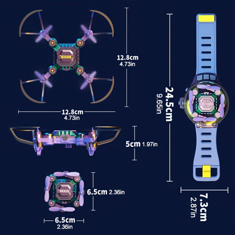 Watch-Controlled Mini RC Drone with Two Rechargeable Batteries in Blue, Green or Black for Indoor Flight — image 2