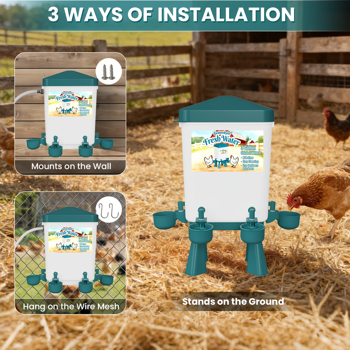 Chicken Waterer 3 Gallon Float Controlled Hose Connection Hands-Free — image 6