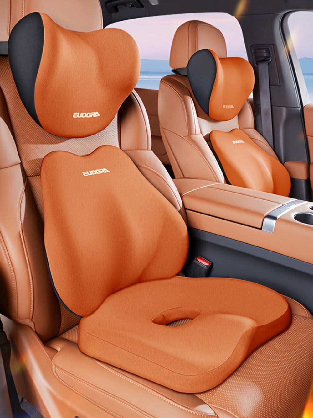 Memory Foam Car Seat Cushion & Back Cushion Set – Ergonomic Lumbar & Hip Support, Non-Slip, Machine Washable, Fits Sedans SUV