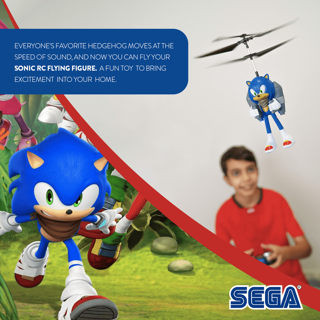 Sonic the Hedgehog 2.5CH IR Jetpack Flying Figure Helicopter, Remote Control Indoor Flying Toy for Kids Boys Sonic Fans — ima