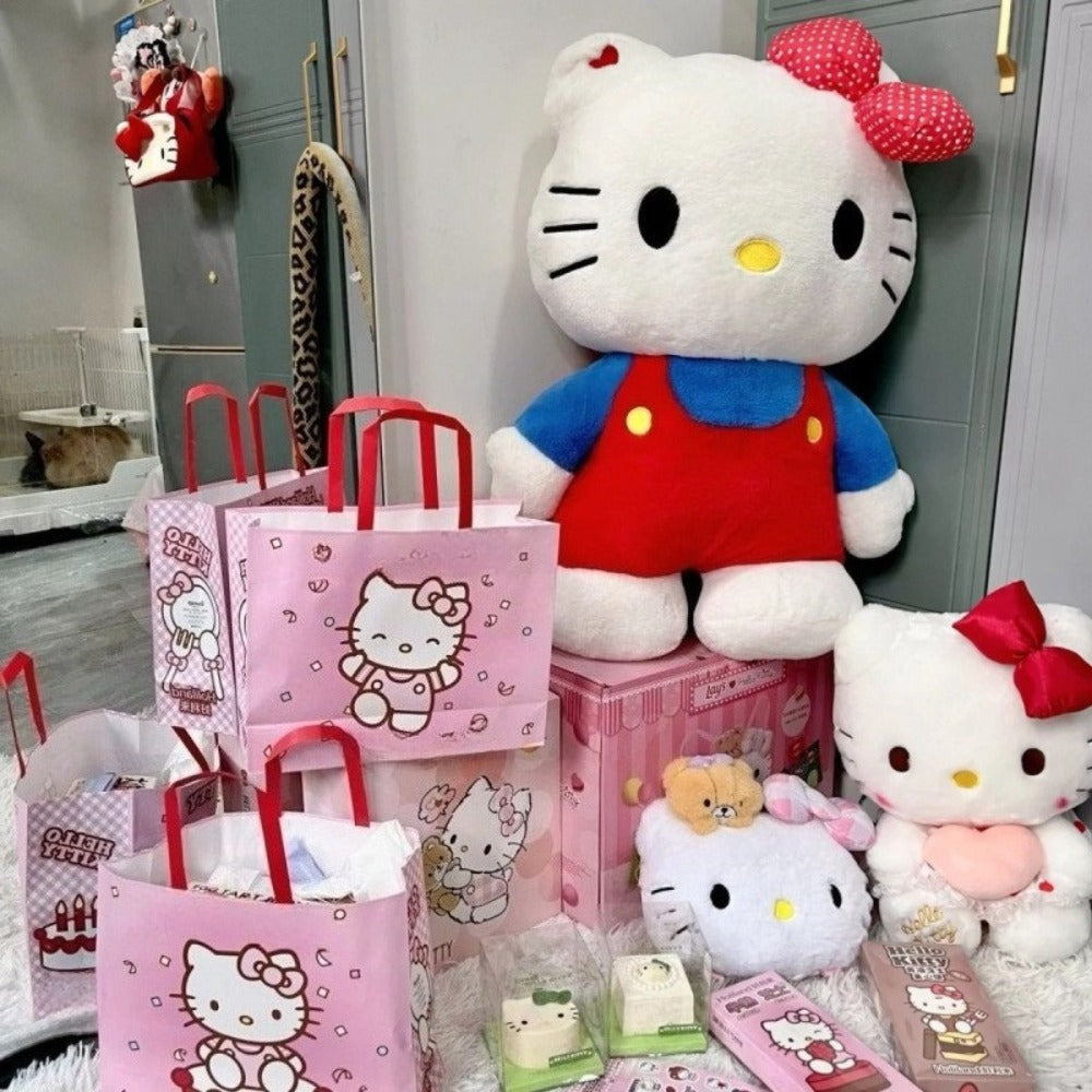 Plush Toy Hello Kitty 16-Inch Character Doll in Red-Blue or Pink-Blue Outfits for Display for Character Display, Room Decor a