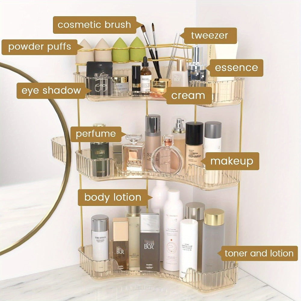 Bathroom Countertop Organizer with 2- or 3-Tier Trays and Brush Rings — image 1