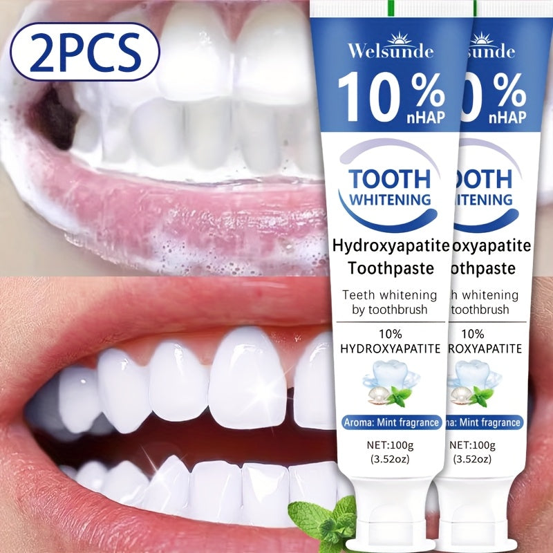 Two-Pack 100g Mint Toothpaste Tubes with 10% Hydroxyapatite Highlighted on the Package Labels — image 13
