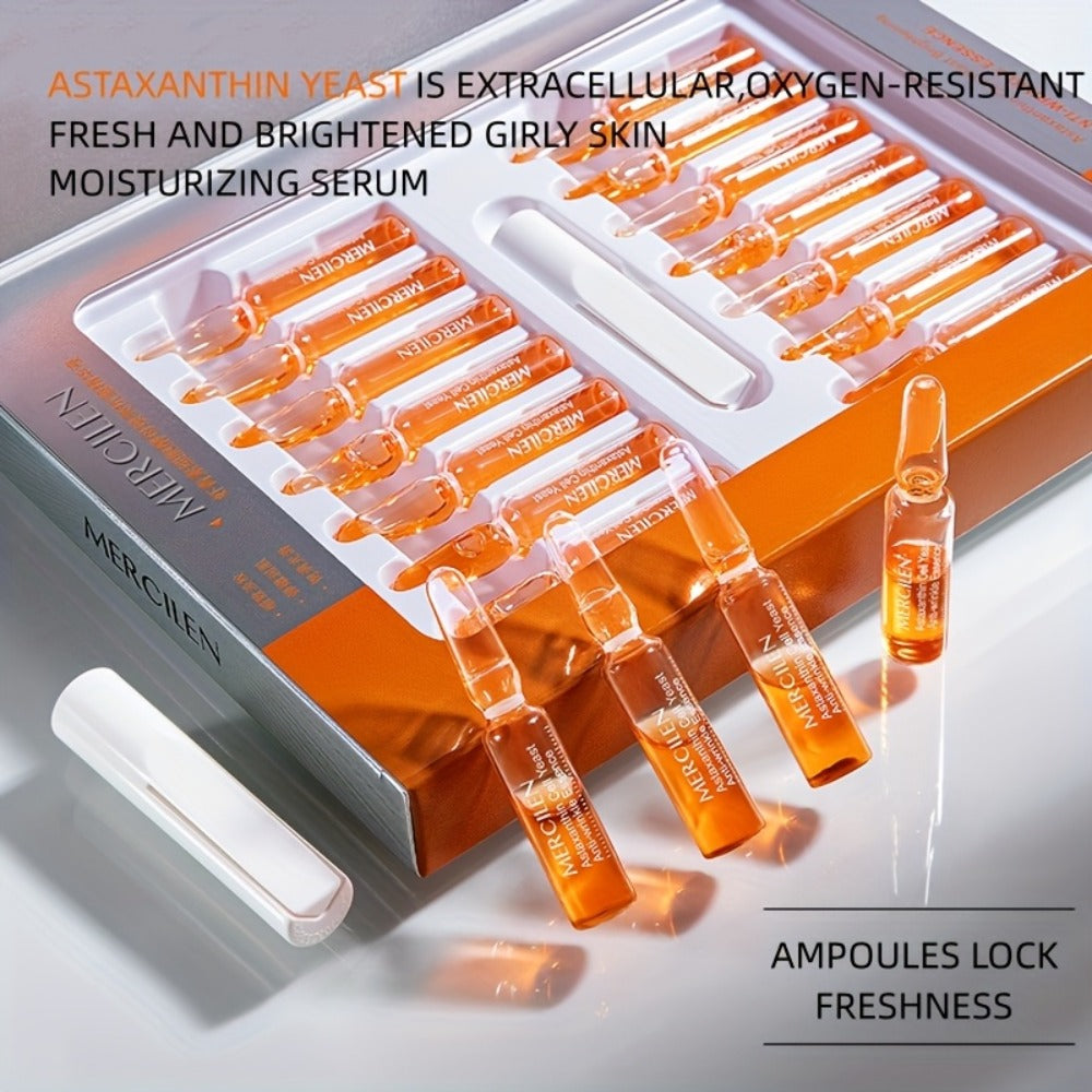 Astaxanthin Face Serum with Yeast Essence – Antioxidant Anti-Aging Moisturizing Booster, Fragrance-Free Lightweight Hydrating