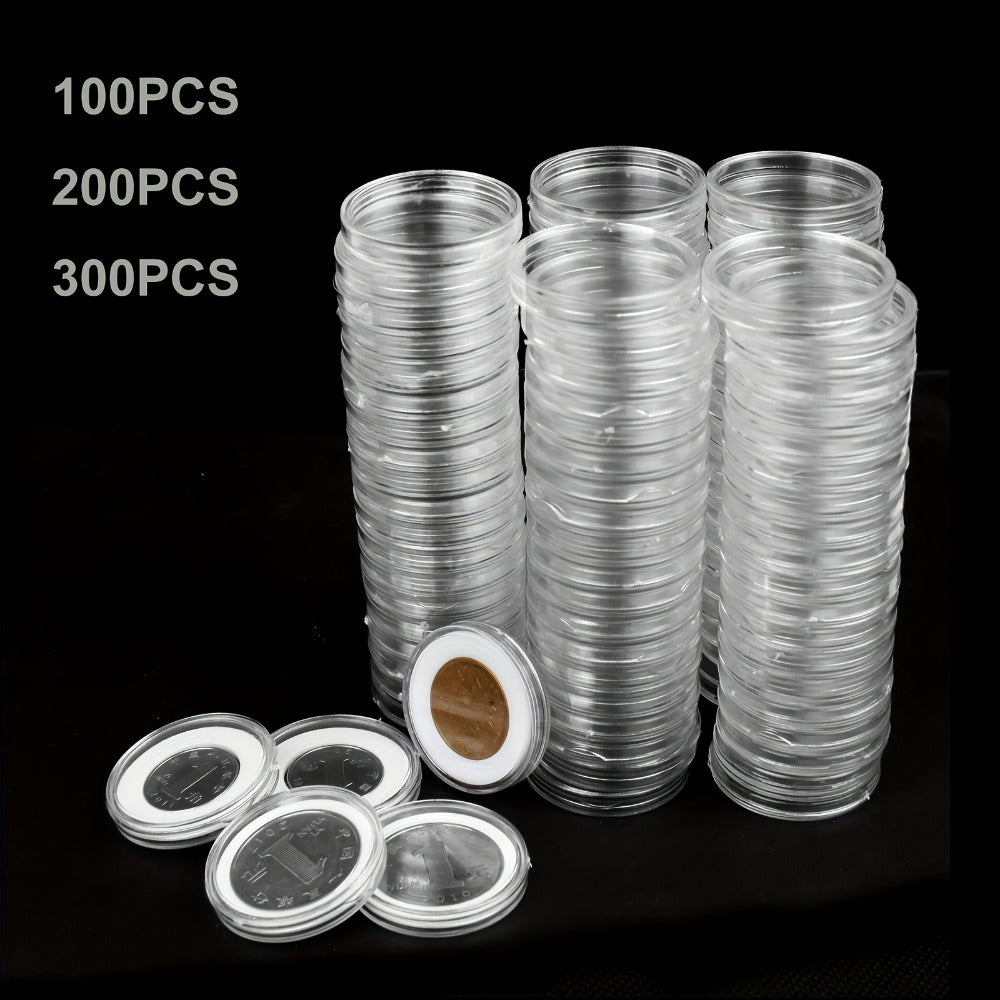 Clear Coin Capsules 300PCS with Adjustable EVA Foam Gaskets, Plastic Round Coin Holders for Collectors — image 1