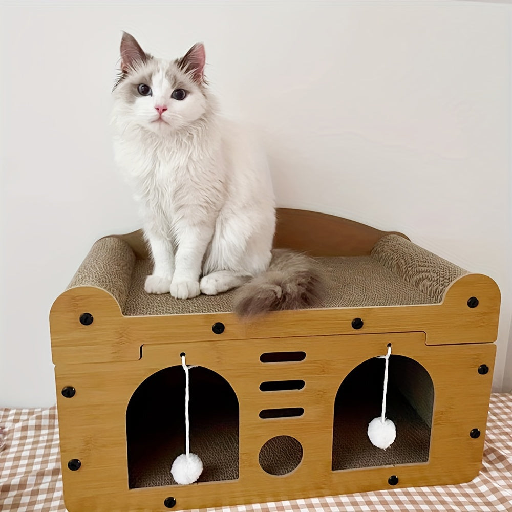 Double- or Three-Level Cat Tree Condo with Wood-Look Panels, Doorway Cutouts and Scratch Liners — image 10