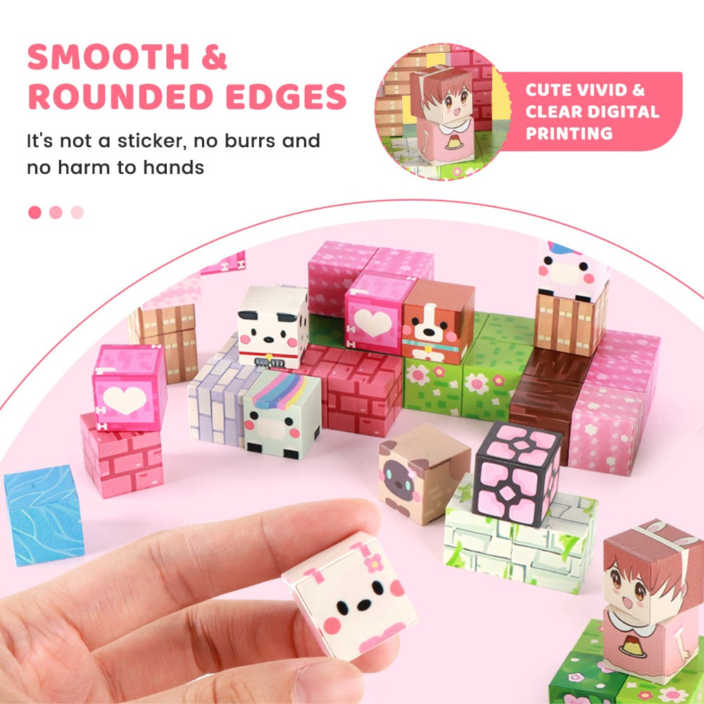 Pink Forest Park Magnetic Building Blocks 100 Piece STEM Set with the Listed Color, Size or Set Options for Everyday Use — im