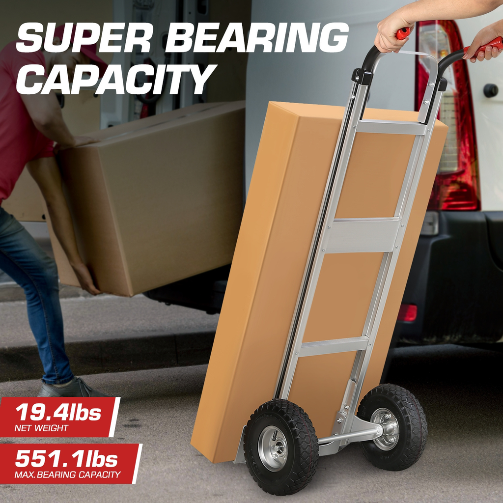 Upright Aluminum Hand Truck with Folding Toe Plate, 10-Inch Pneumatic Tires and 550 lb Load Label — image 11