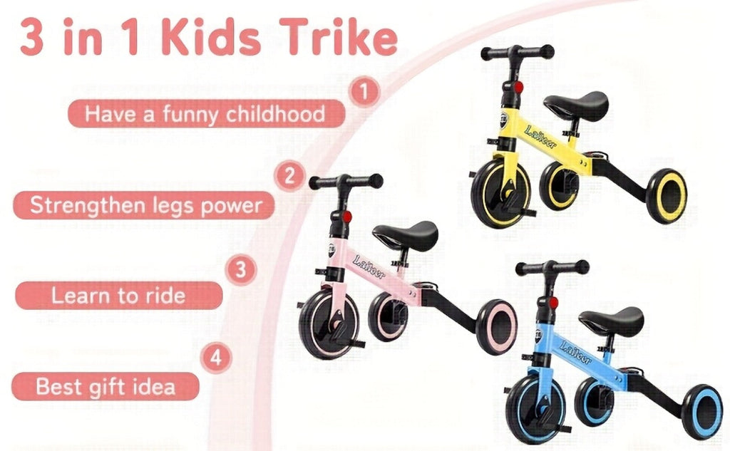 3-in-1 Toddler Balance Bike Convertible Tricycle for Kids Ages 2-5 with the Listed Color, Size or Set Options for Everyday Us