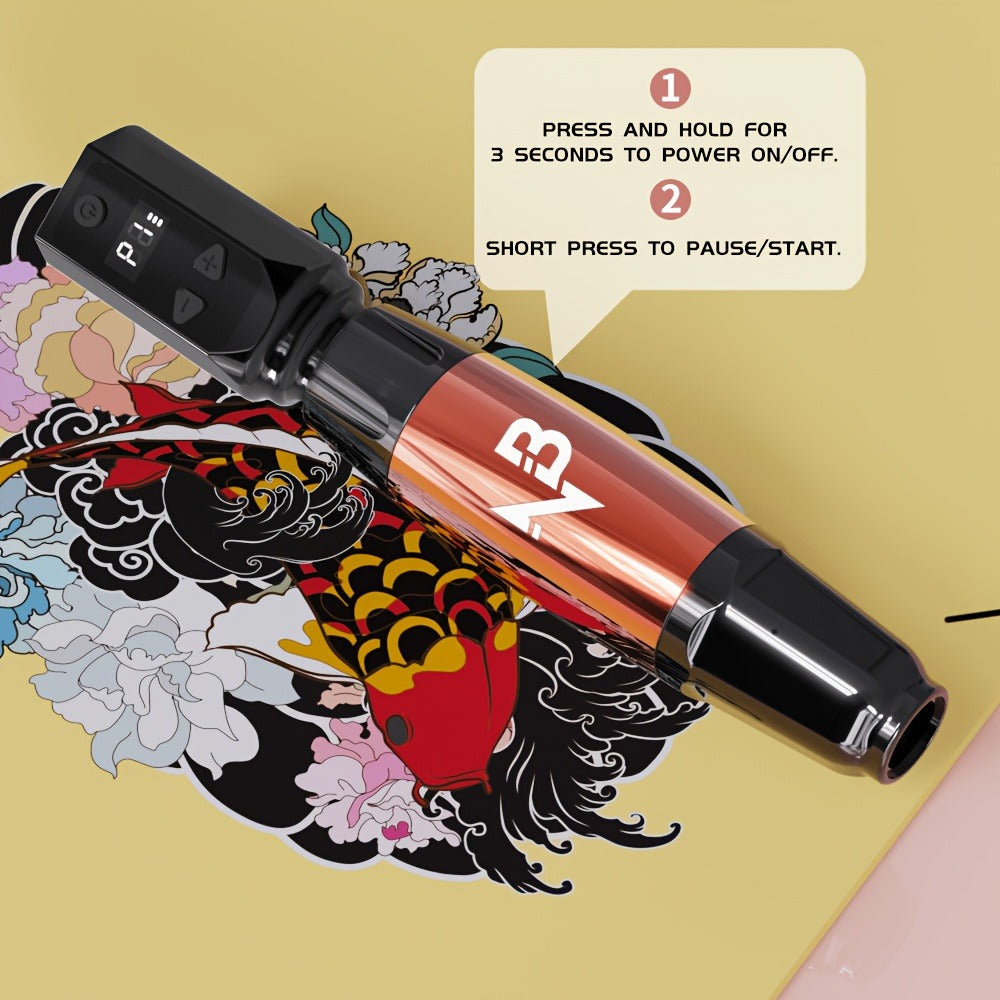 Tattoo Machine Set Complete Wireless - TM-72 Tattoo Pen Gun with Power Supply for Temporary Body Art, Festivals and Costumes 
