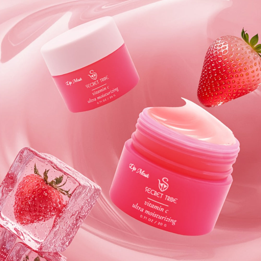 Lip Care Set 3pcs – Lip Mask, Lip Scrub Balm & Lip Brush Kit with Natural Ingredients for Deep Hydration, Exfoliation & Lip C