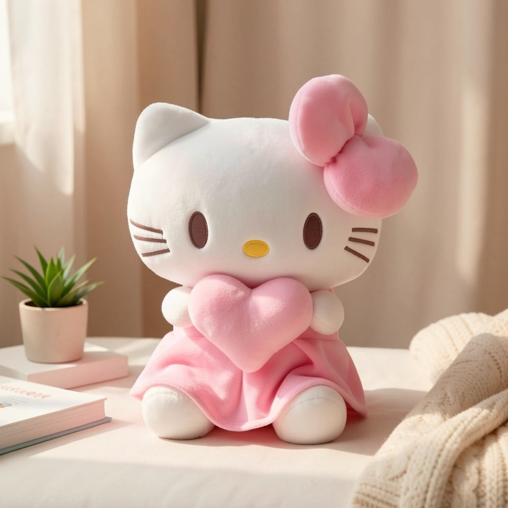 Hello Kitty Heart Plush Doll Kawaii Sanrio Stuffed Animal Cuddly Toy Gift with the Listed Color, Size or Set Options for Ever