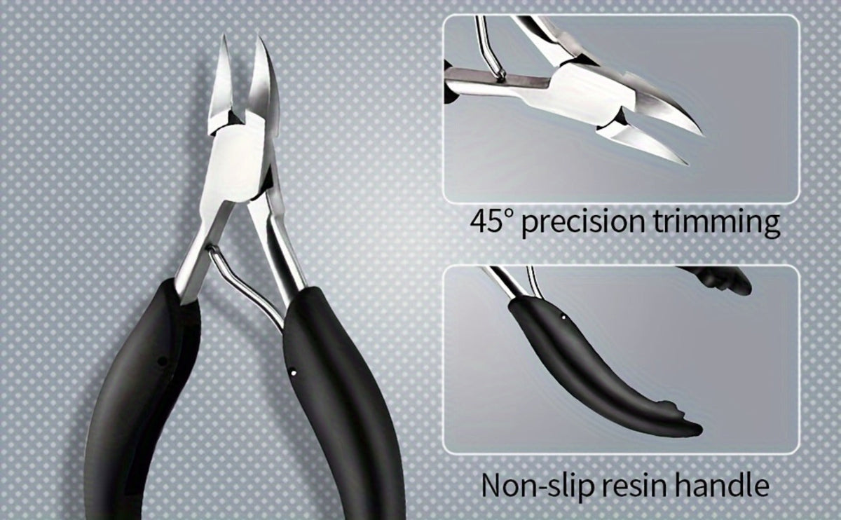 Heavy Duty Toenail Clippers Set 3 Piece for Thick Nails – Wide Jaw Stainless Steel Straight & Angled Nail Clipper with Nail F
