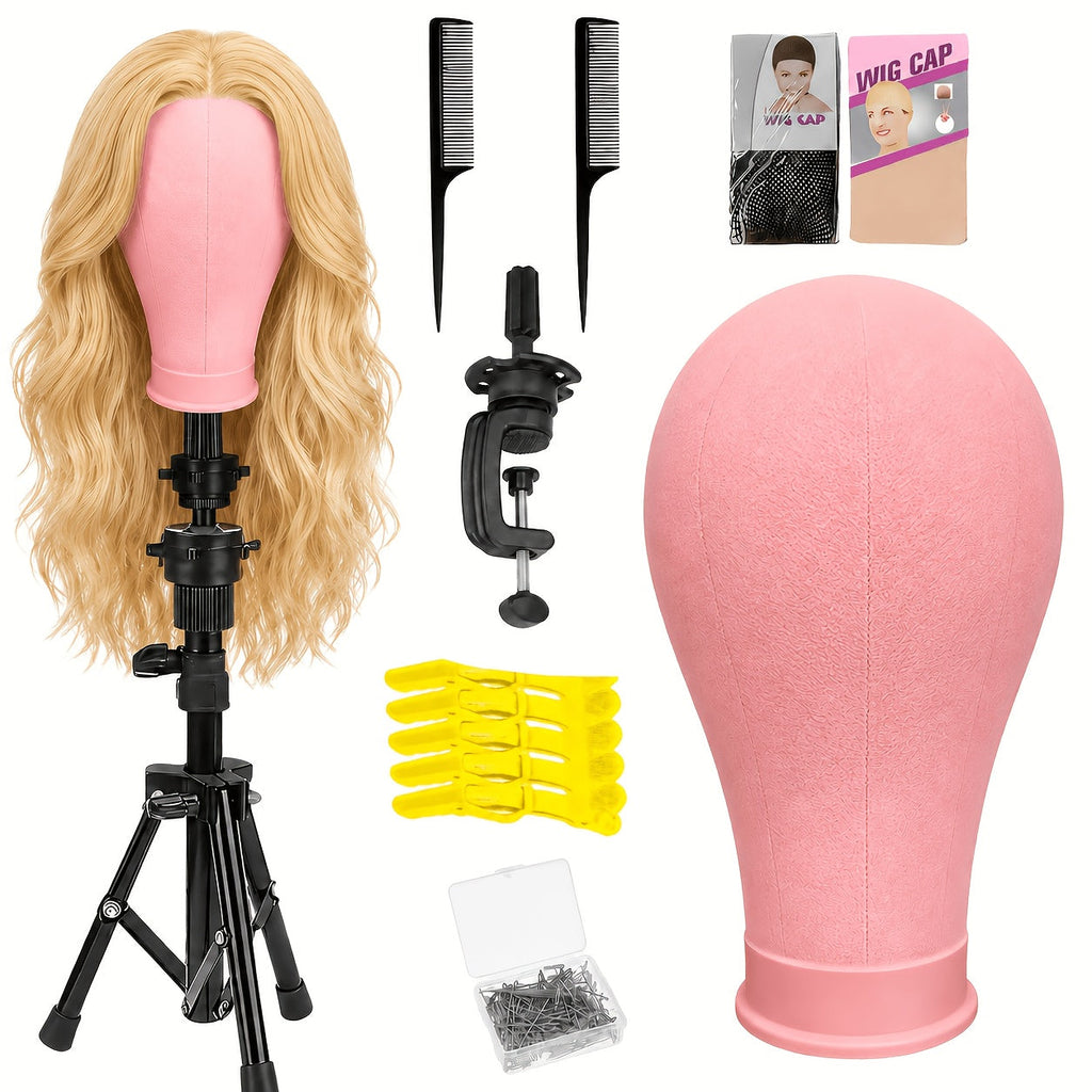 Mannequin Head with Adjustable Wig Stand Set 22 Inch Reinforced Manikin Head for Wig Styling Cosmetology Practice Salon Displ